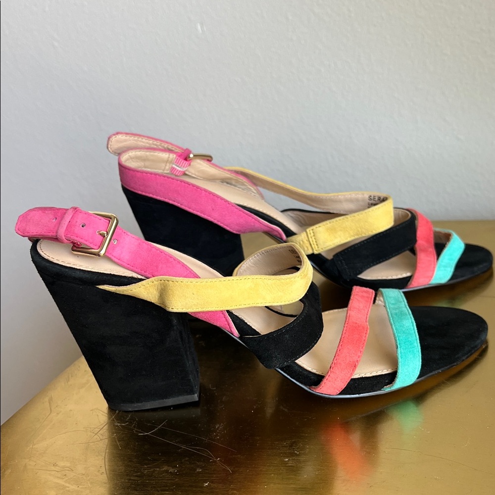 Botkier Suede Multicolor Colorful Strappy Heels - Picture 9 of 9